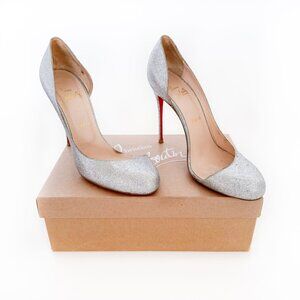 Christian Louboutin Helmour 100 Pumps EU 40 US 10 Silver Glitter High Heels